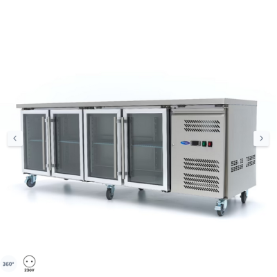  Ψυγείο πάγκου - 223cm - 4 γυάλινες πόρτες